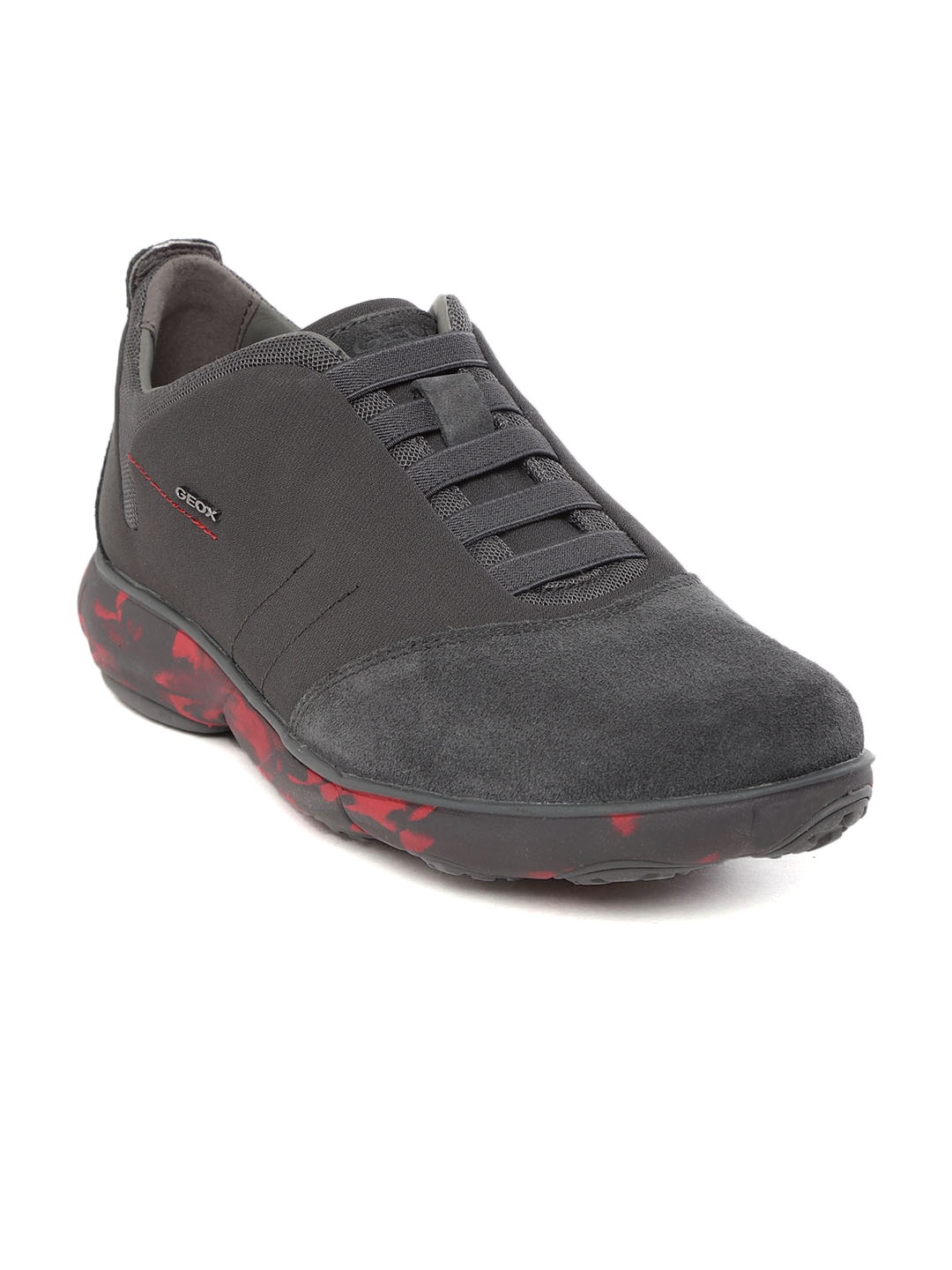 

Geox Men Charcoal Grey Solid Slip-On Sneakers