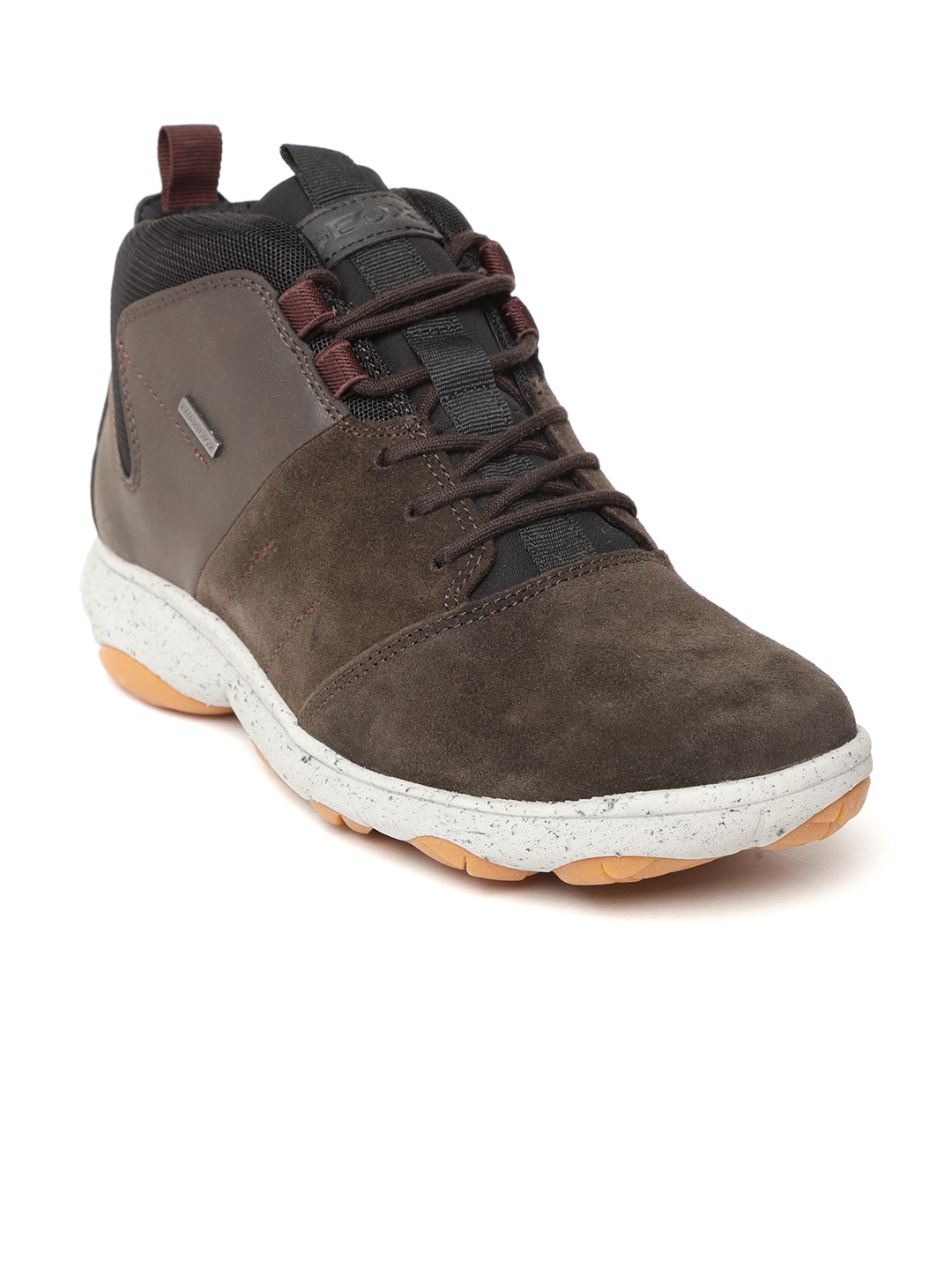 

Geox Men Coffee Brown Solid Mid-Top Sneakers
