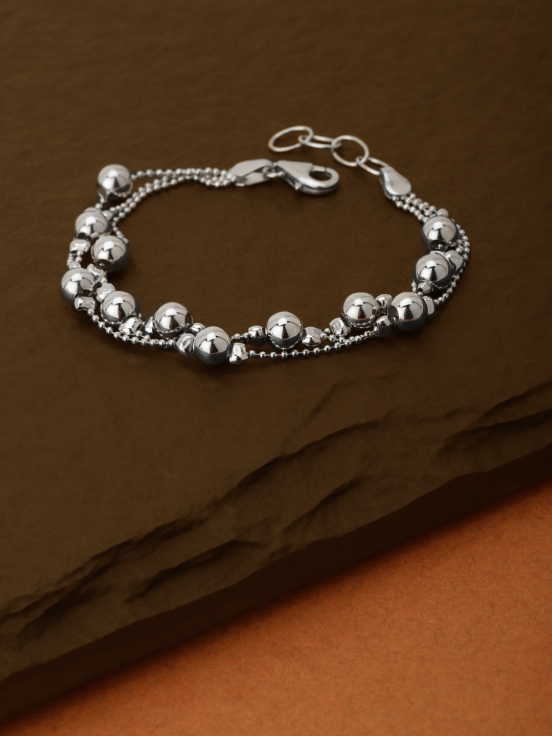 

Carlton London Silver-Toned Rhodium-Plated Multistrand Bracelet