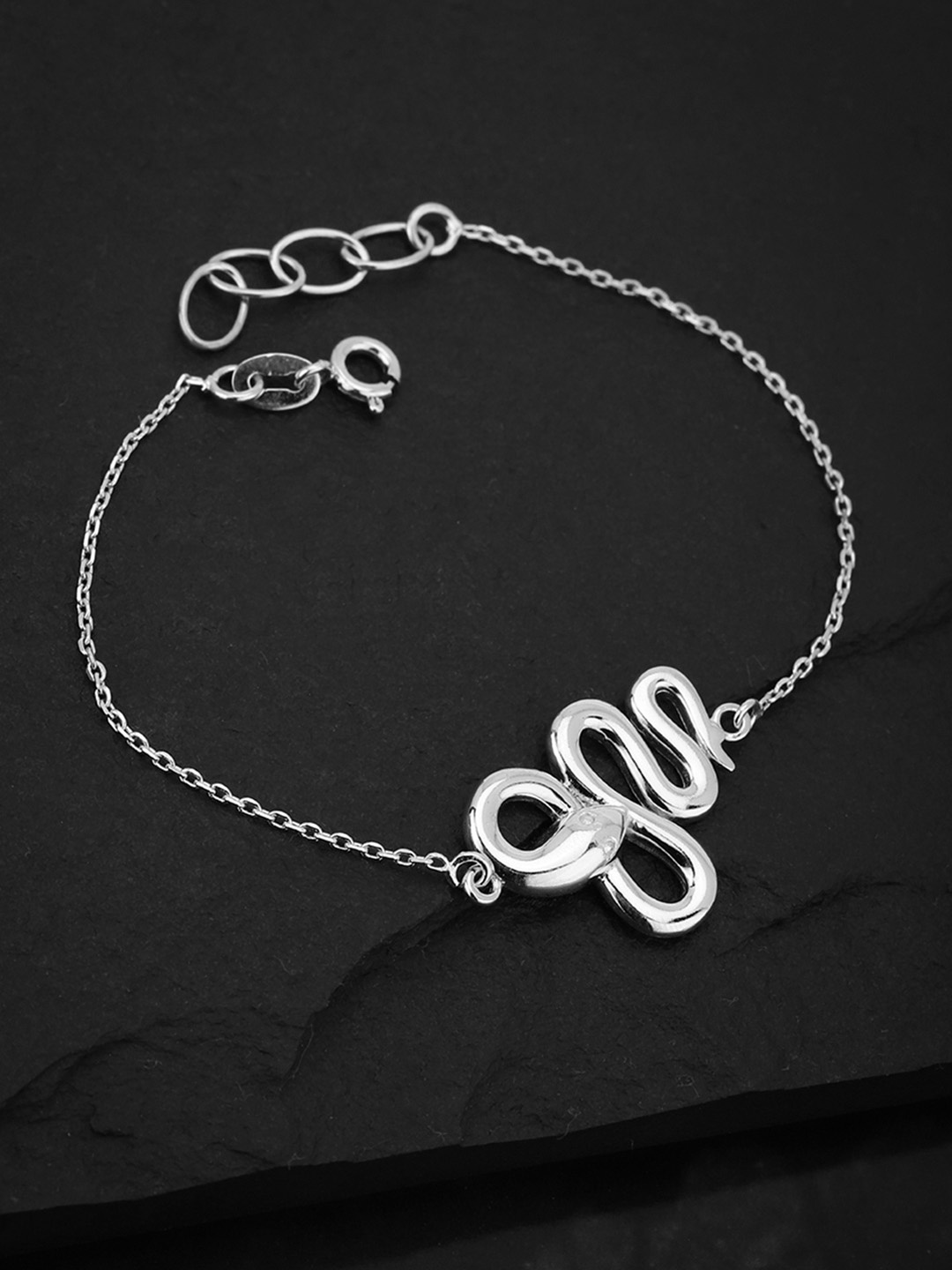 

Carlton London Silver-Toned Rhodium-Plated Bracelet with Snake Detail