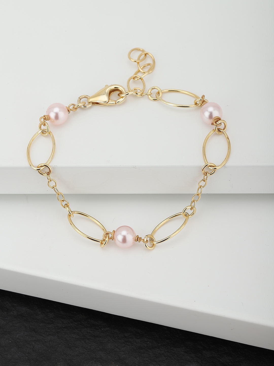 

Carlton London Pink Gold-Plated Beaded Link Bracelet