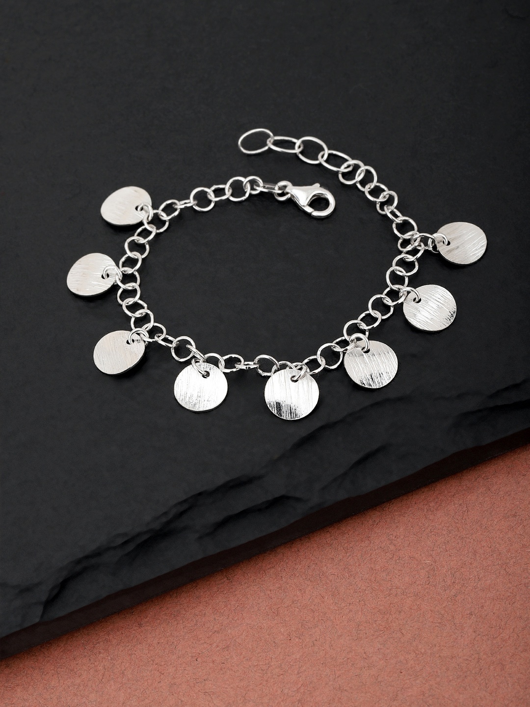

Carlton London Silver-Toned Rhodium-Plated Charm Bracelet