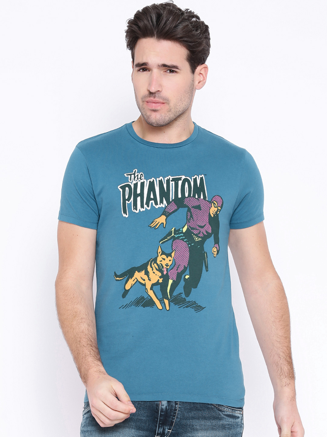 

Jack Jones Blue Printed Pure Cotton T-shirt