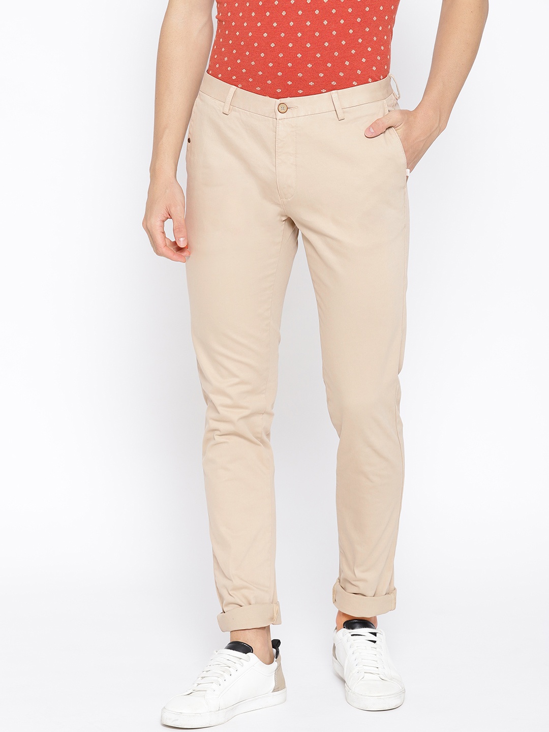 

Blackberrys Men Beige Roger Slim Fit Solid Chinos