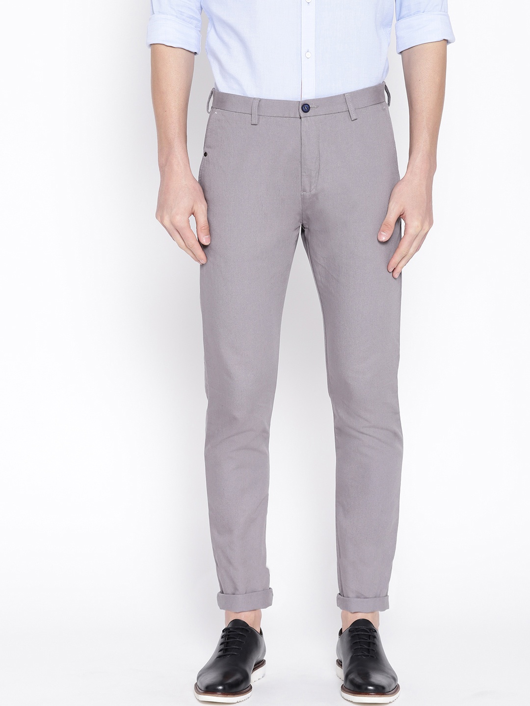 

Blackberrys Men Grey Rafa Slim Fit Solid Regular Trousers