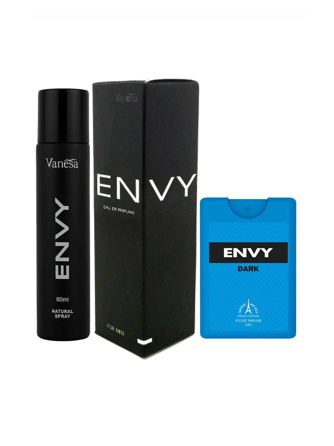 

Envy Men Set of Natural Spray Eau De Parfum & Dark Pocket Perfume, Black