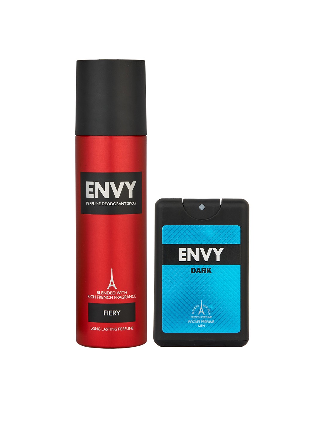

Envy Men Fiery Deodorant 115g (140ml) & Dark Pocket Perfume 18ml Combo, Red