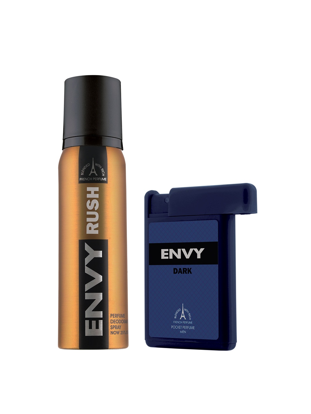 

Envy Men Rush Deodorant 115g (120ml) & Dark Pocket Perfume 18ml Combo, Blue