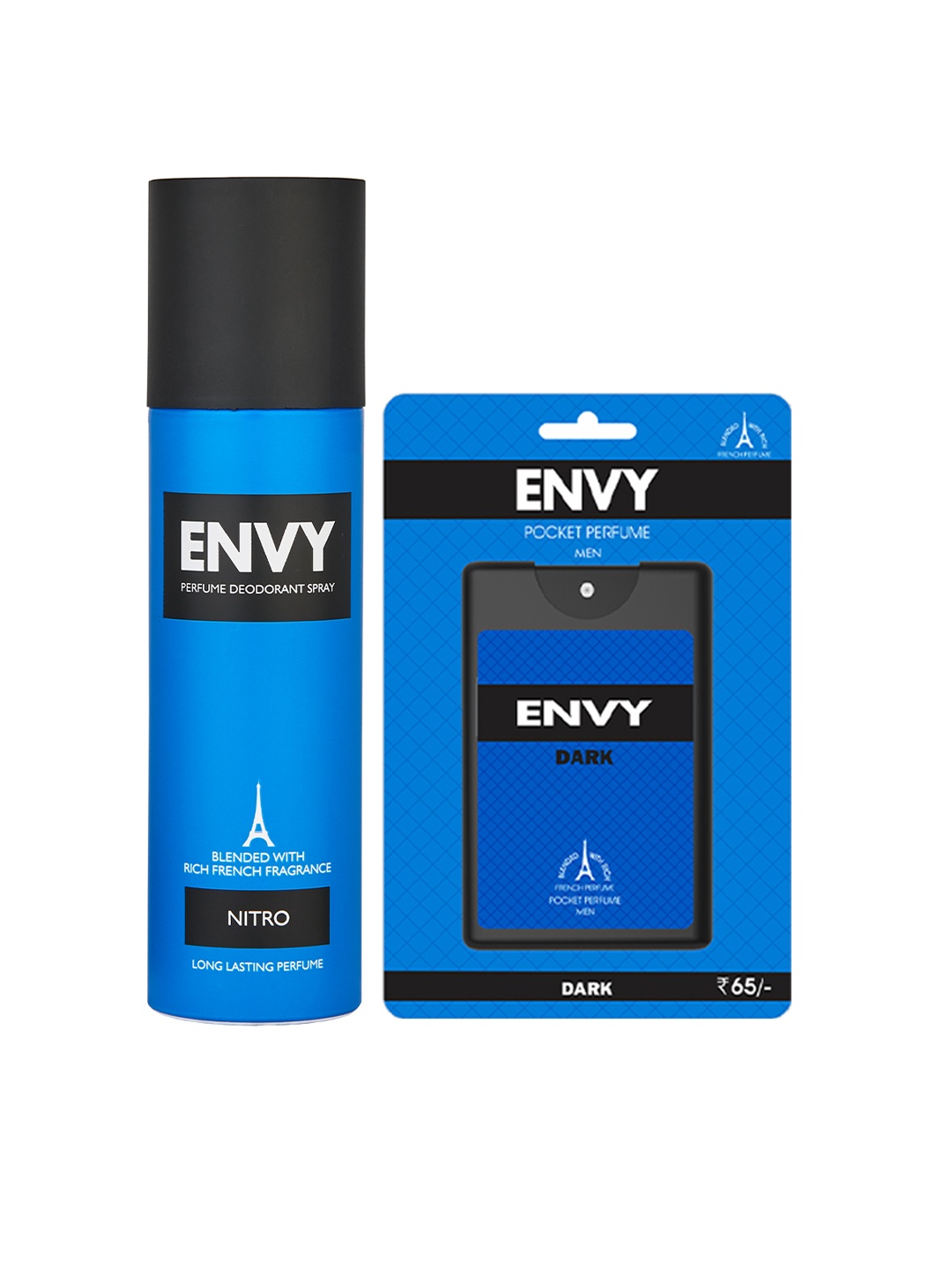 

Envy Men Nitro Deodorant 99g (120ml) & Dark Pocket Perfume 18ml Combo, Blue