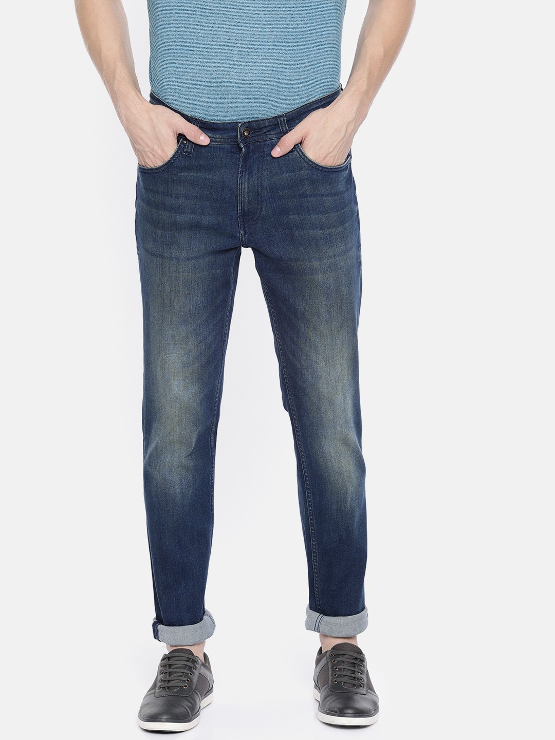 

Blackberrys Men Buff Blue Slim Fit Low-Rise Clean Look Stretchable Jeans