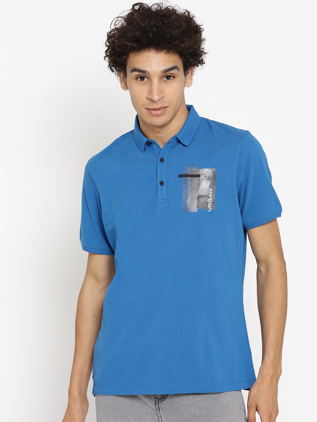 

Blackberrys Men Blue Solid Polo Collar T-shirt