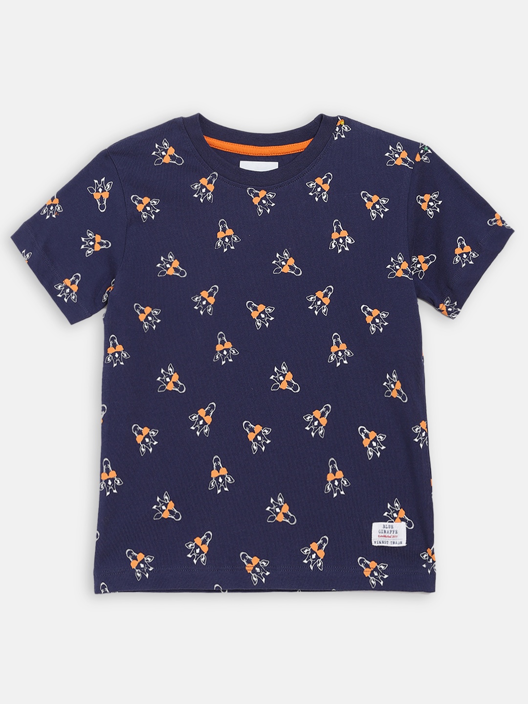 

Blue Giraffe Boys Navy Blue Printed Round Neck T-shirt