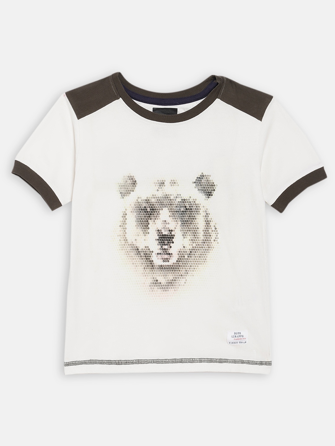 

Blue Giraffe Boys Off-White Printed Round Neck T-shirt