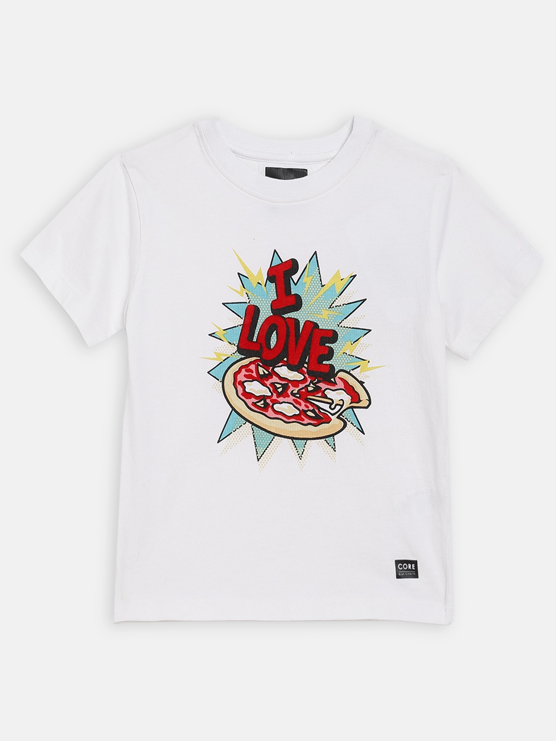 

Blue Giraffe Boys White Printed Round Neck T-shirt