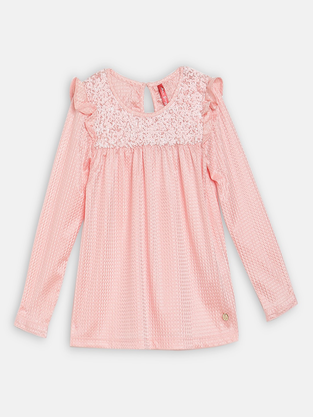 

Blue Giraffe Girls Pink Self Design A-Line Top