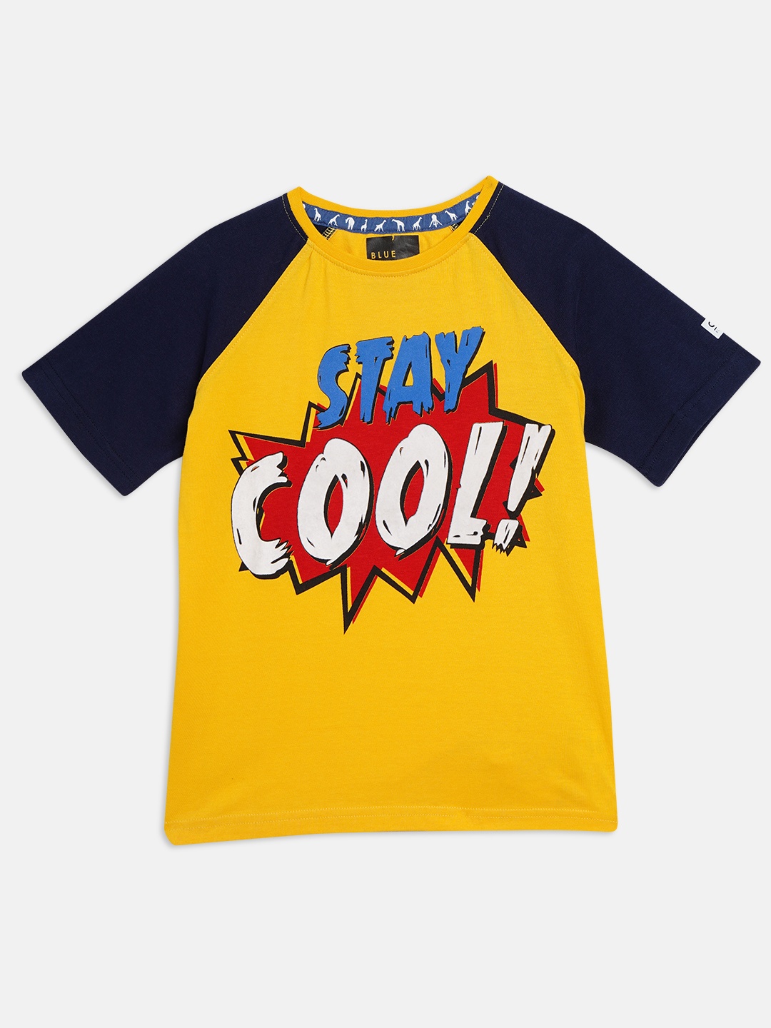 

Blue Giraffe Boys Yellow Printed Round Neck T-shirt