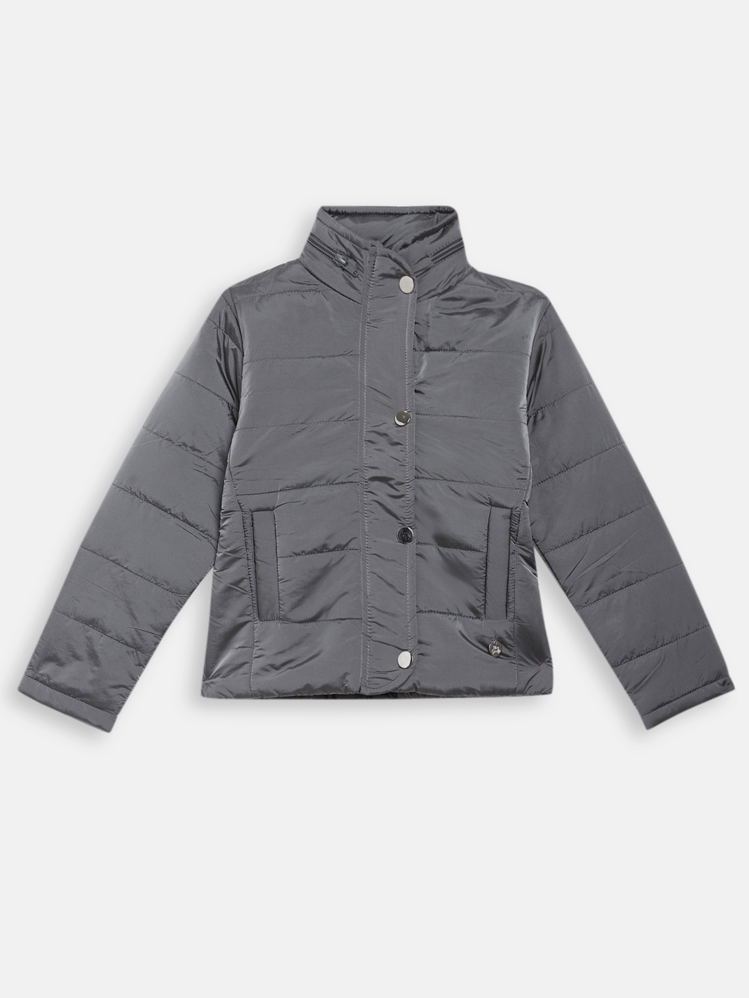 

Blue Giraffe Girls Grey Solid Padded Jacket