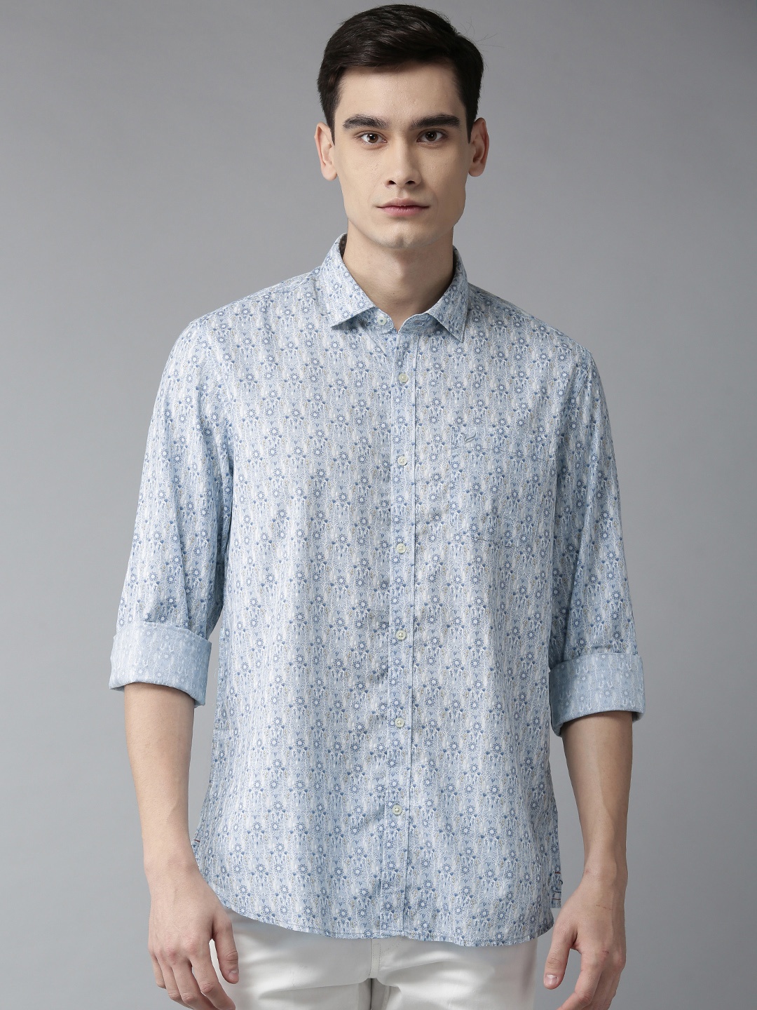 

Blackberrys Men Blue & White Slim Fit Printed Casual Shirt