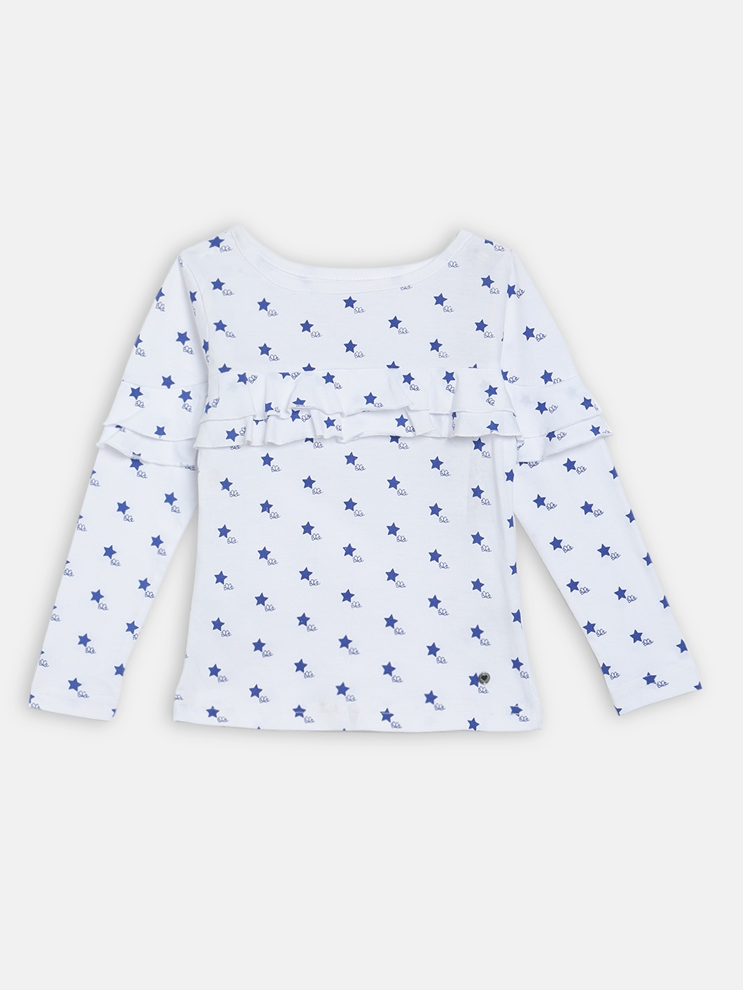 

ELLE Girls White & Blue Printed Top