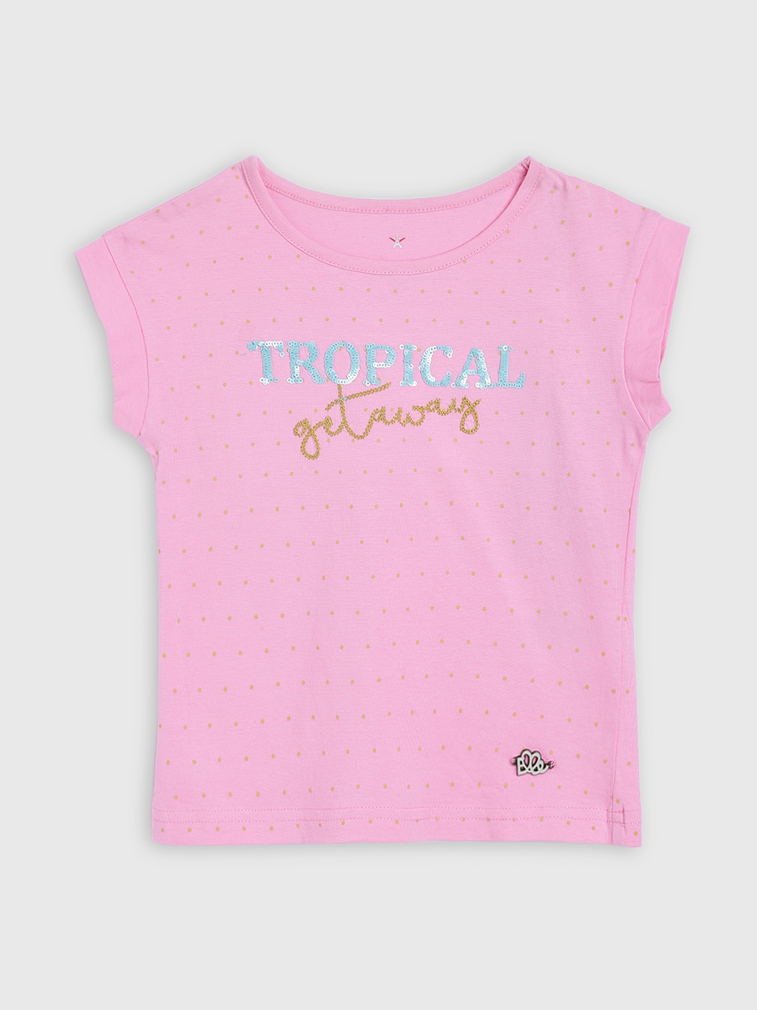 

ELLE Girls Pink Printed Round Neck T-shirt