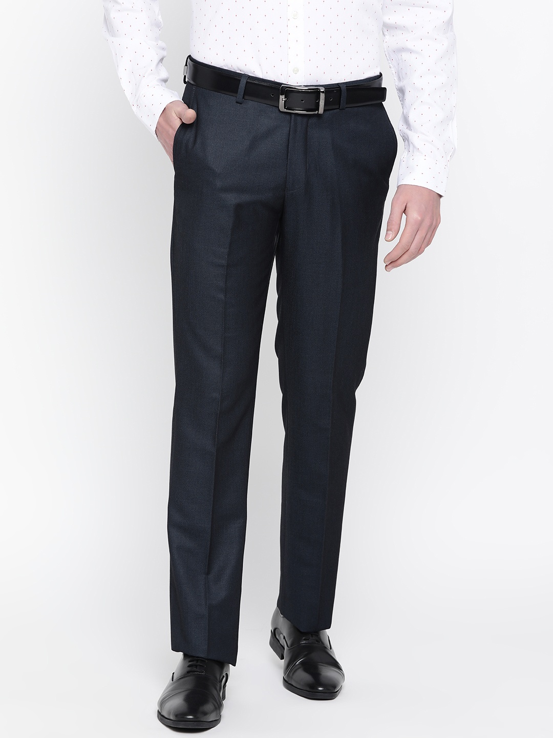 

Blackberrys Men Navy Blue Straight Fit Solid Formal Trousers