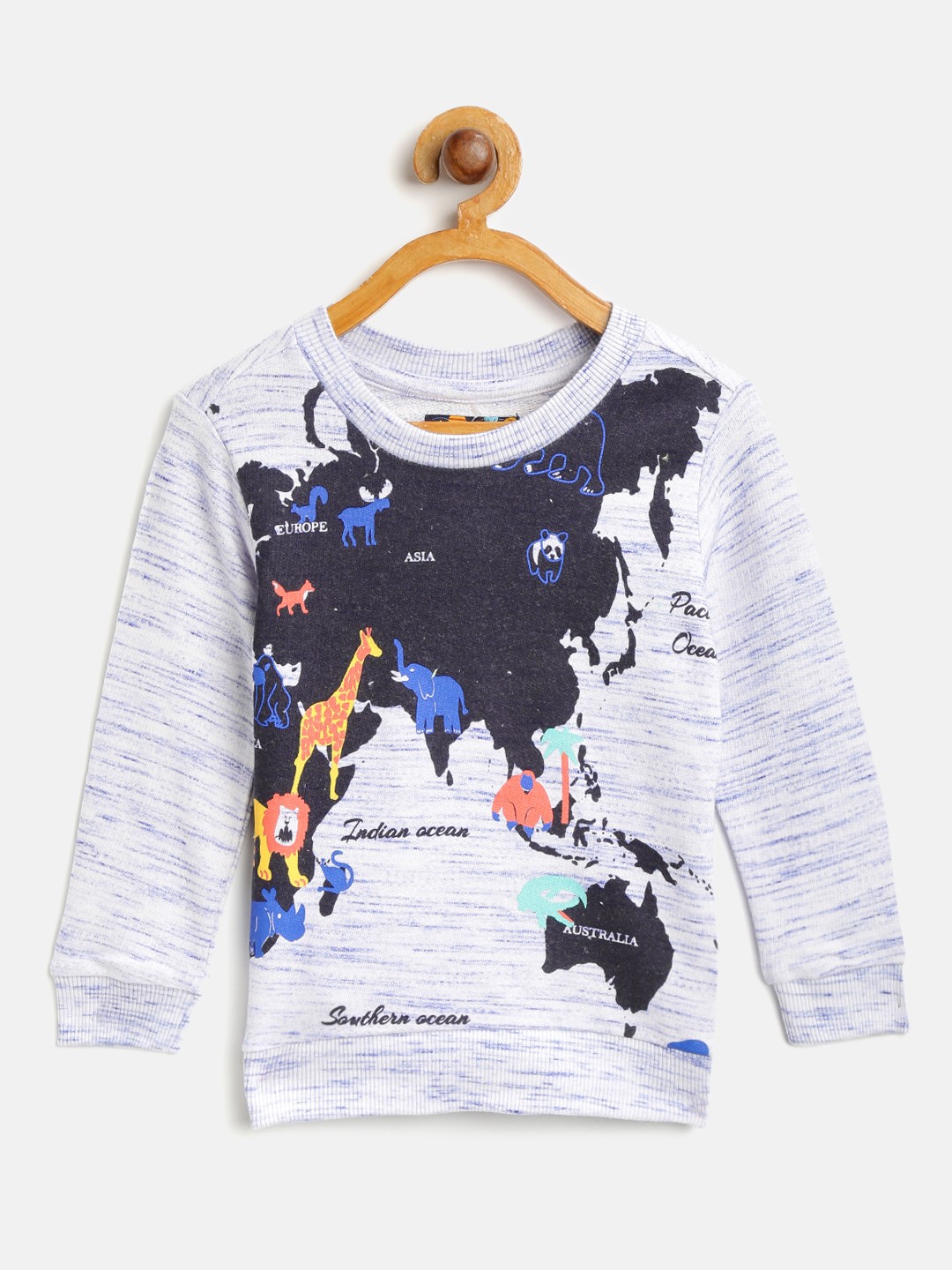 

Nauti Nati Boys White & Navy Blue Printed Sweatshirt