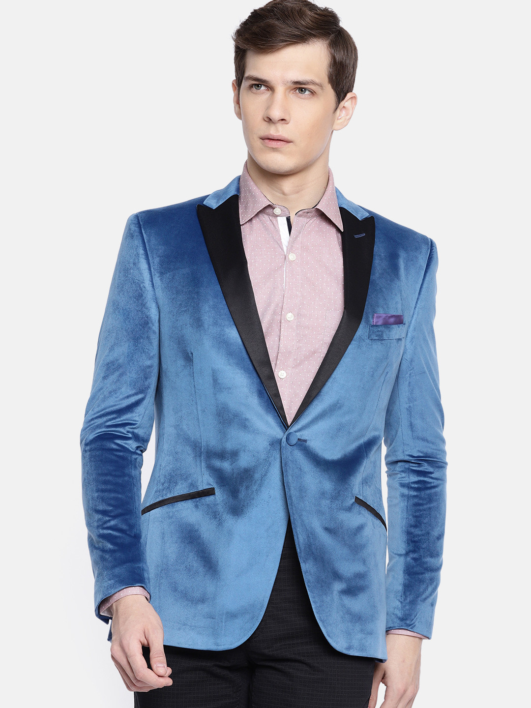 

SUITLTD Blue Slim Fit Single-Breasted Tuxedo Party Blazer