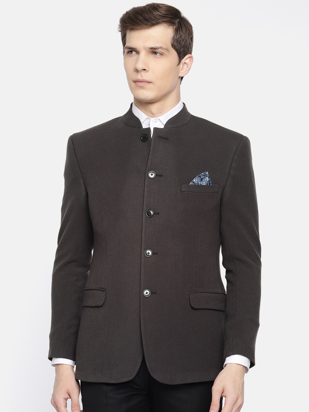 

SUITLTD Men Black Solid Slim-Fit Bandhgala Blazer