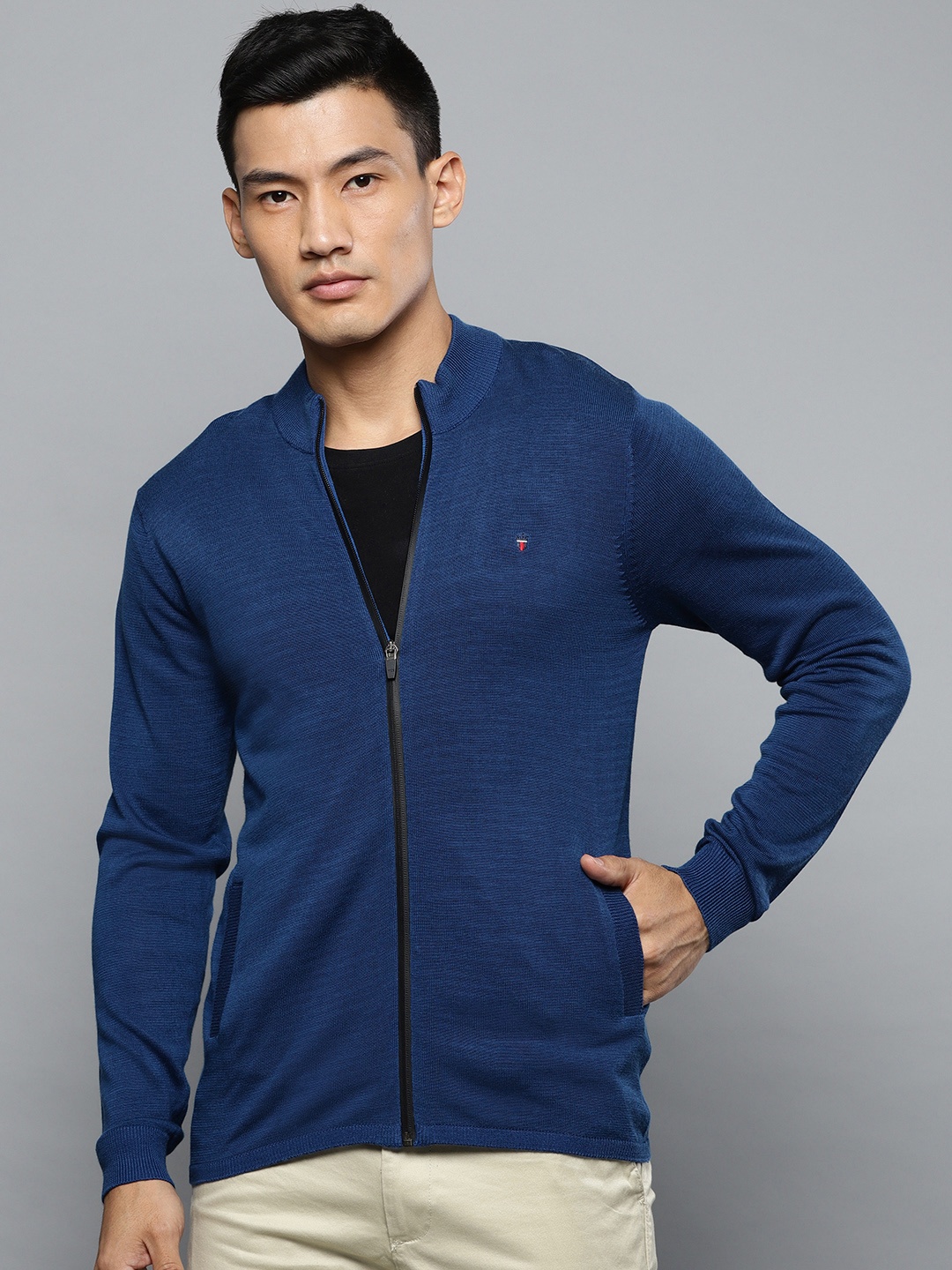 

Louis Philippe Sport Men Navy Blue Solid Cardigan
