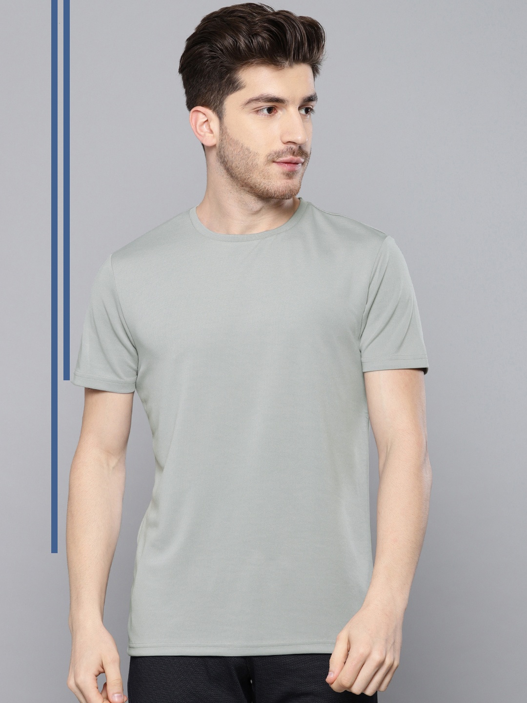 

Louis Philippe Ath.Work Men Grey Solid Slim Fit Round Neck T-shirt