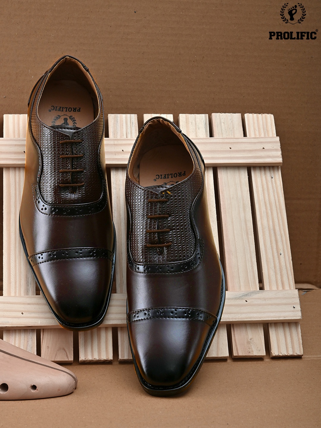 

Prolific Men Brown Solid Formal Oxfords