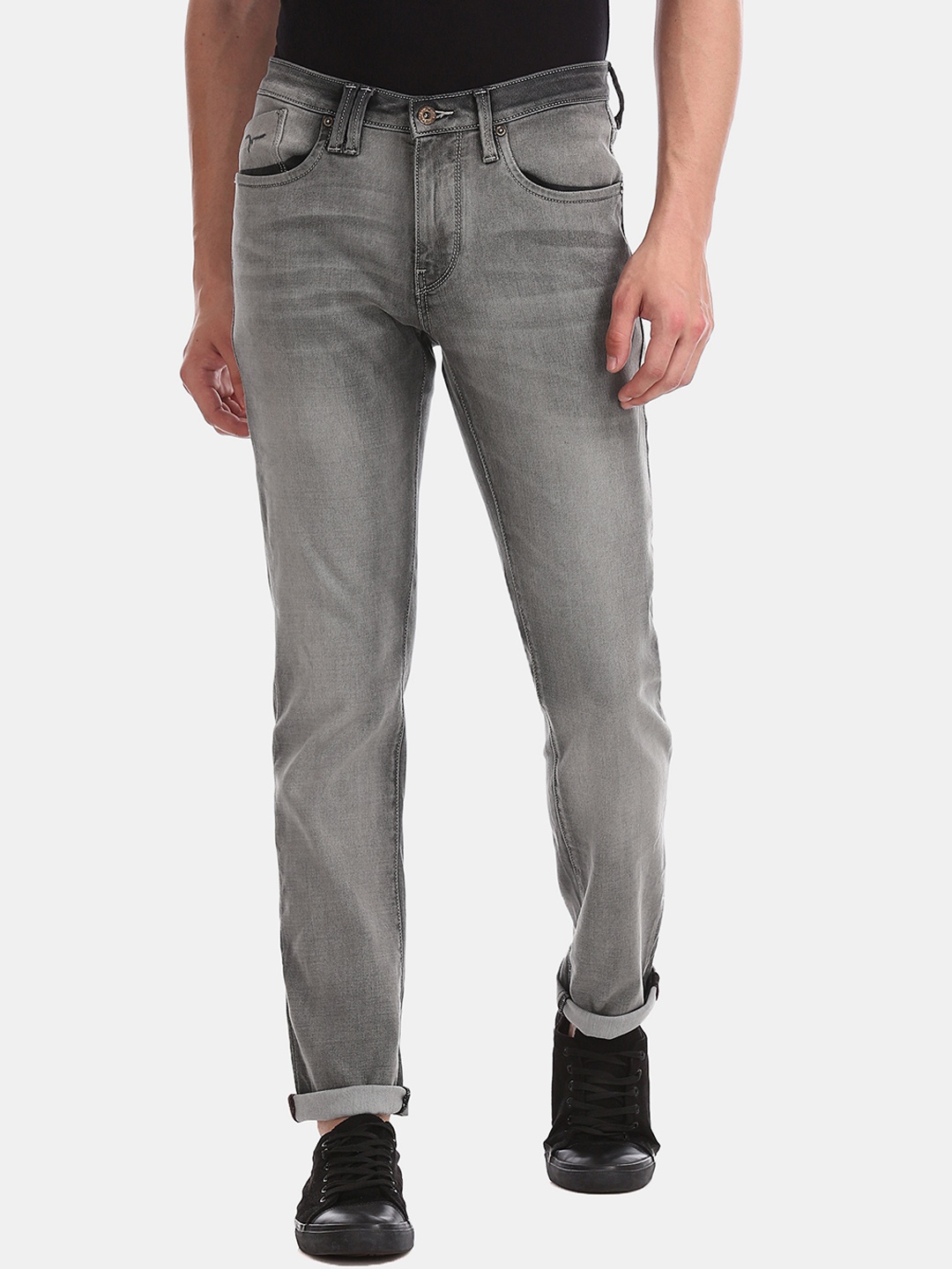 

Flying Machine Men Grey Tapered Fit Mid-Rise Clean Look Stretchable Jeans