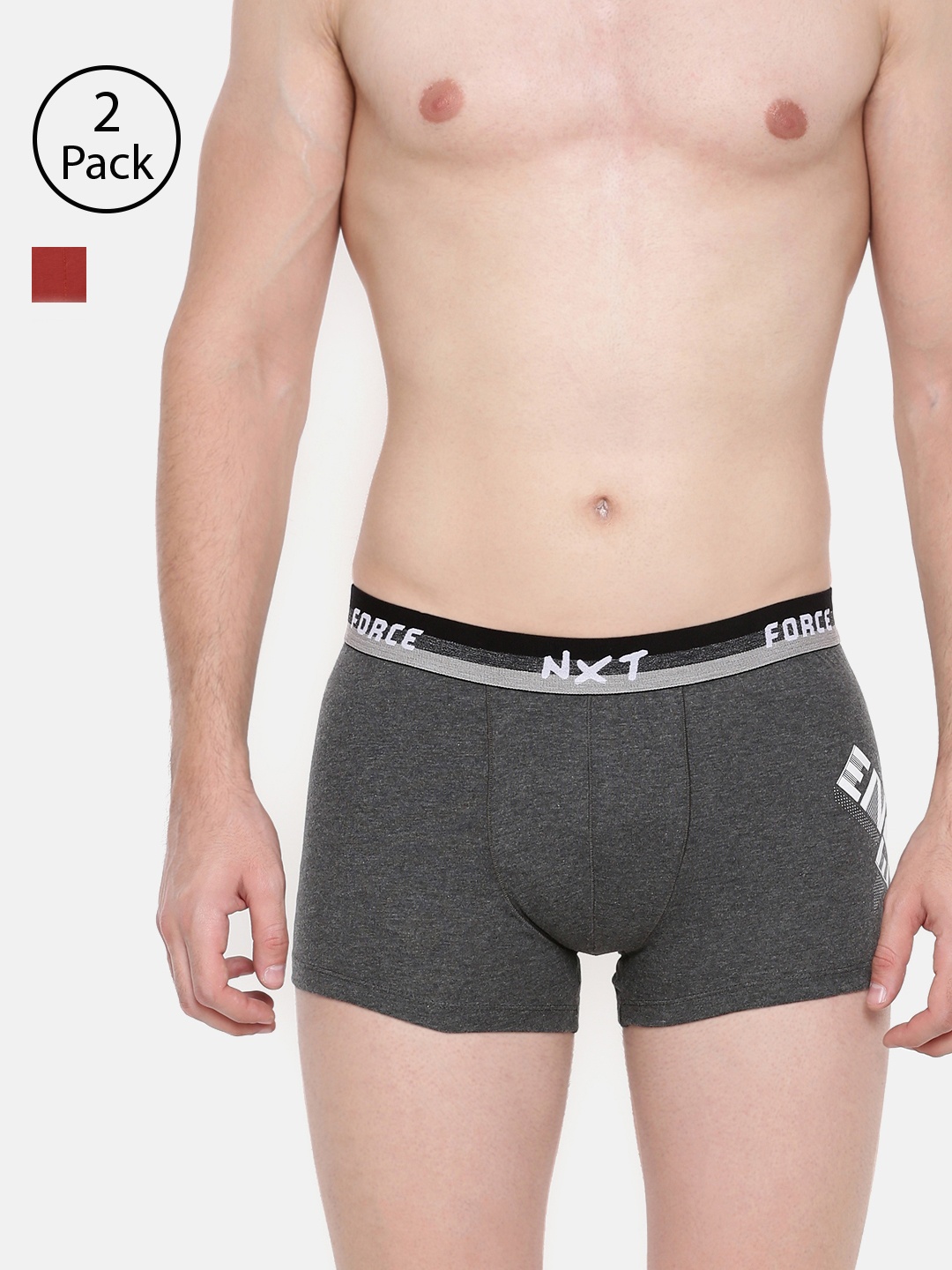 

Force NXT Men Pack of 2 Solid Assorted Trunks MNFF-135-PO2, Charcoal