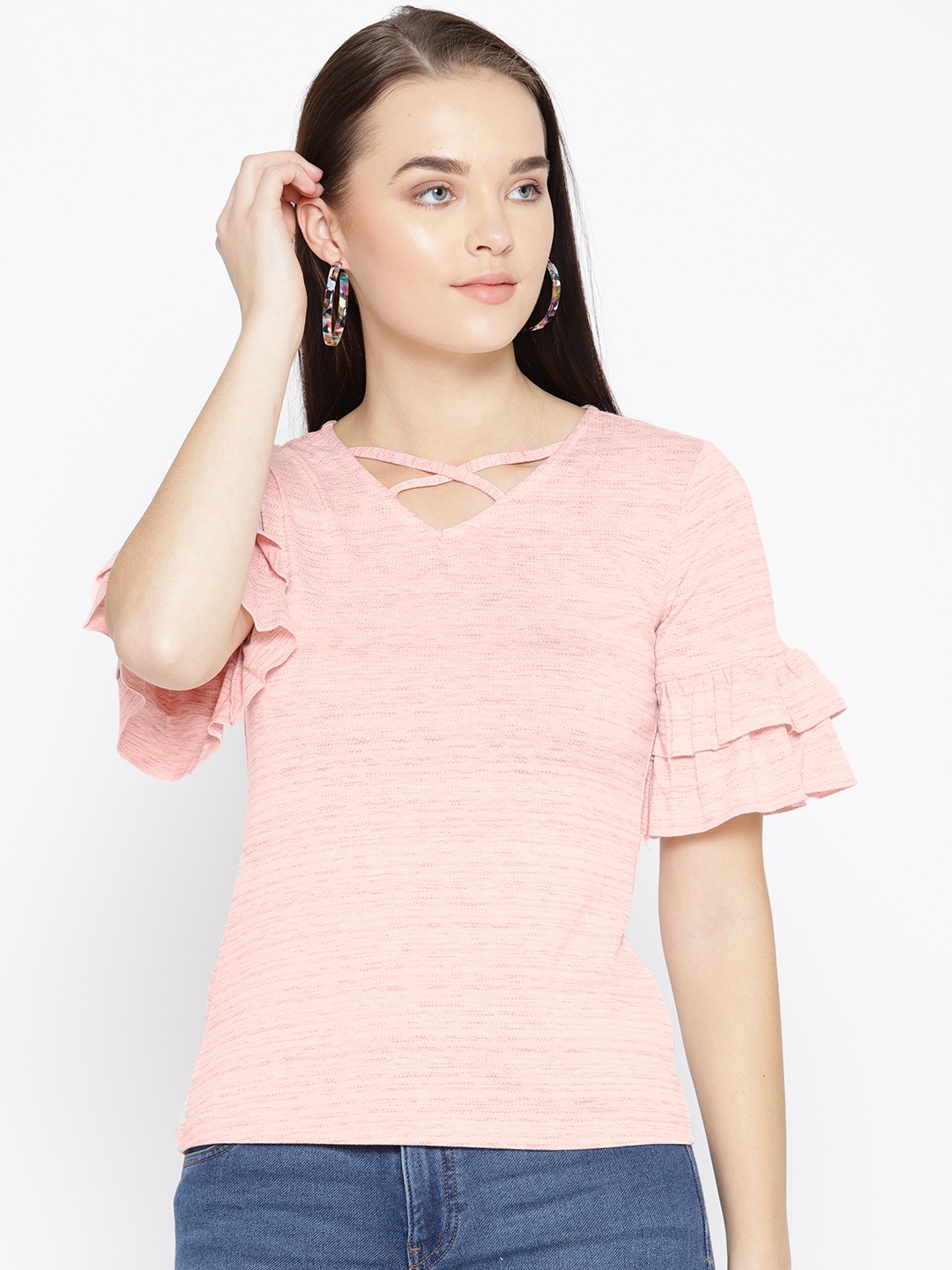 

Taanz Women Pink Self Design Top