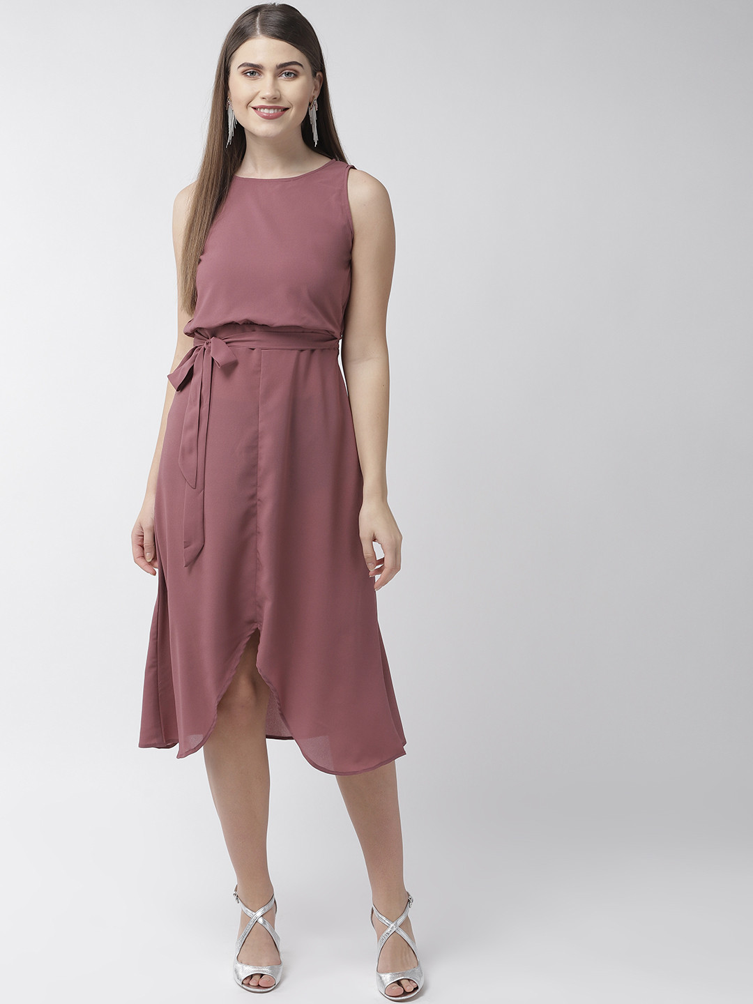 

MISH Women Mauve Solid A-Line Dress