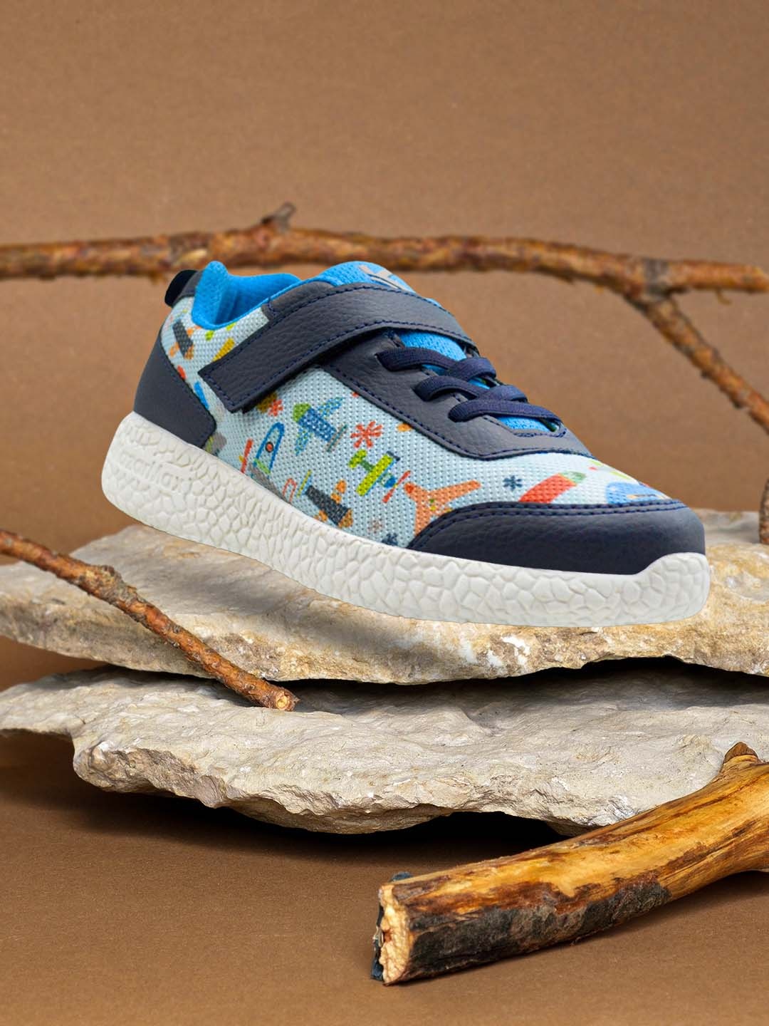 

KazarMax Kids Blue Printed Walking Shoes