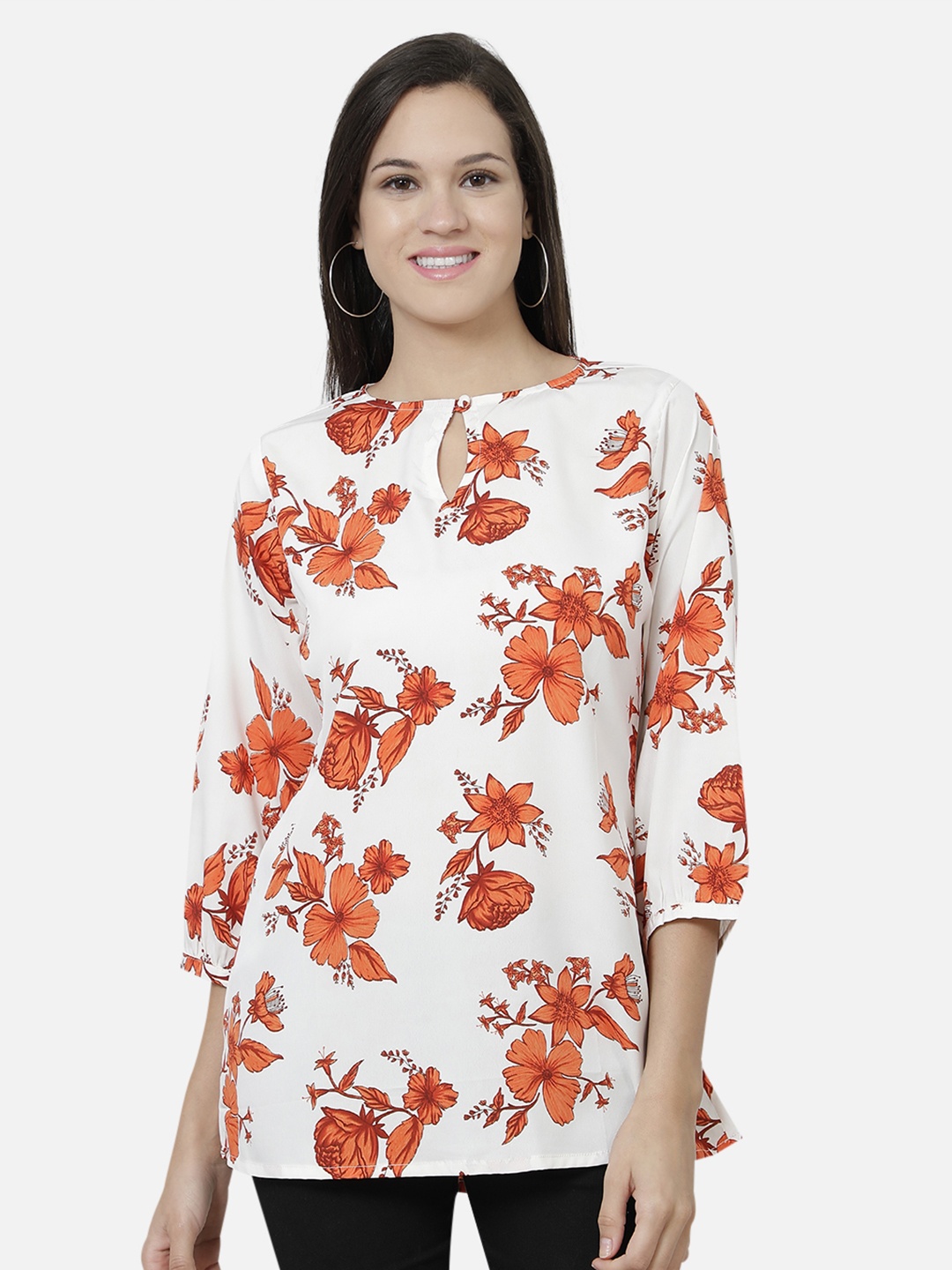 

Raano Women Off White Polycotton Printed Tunic