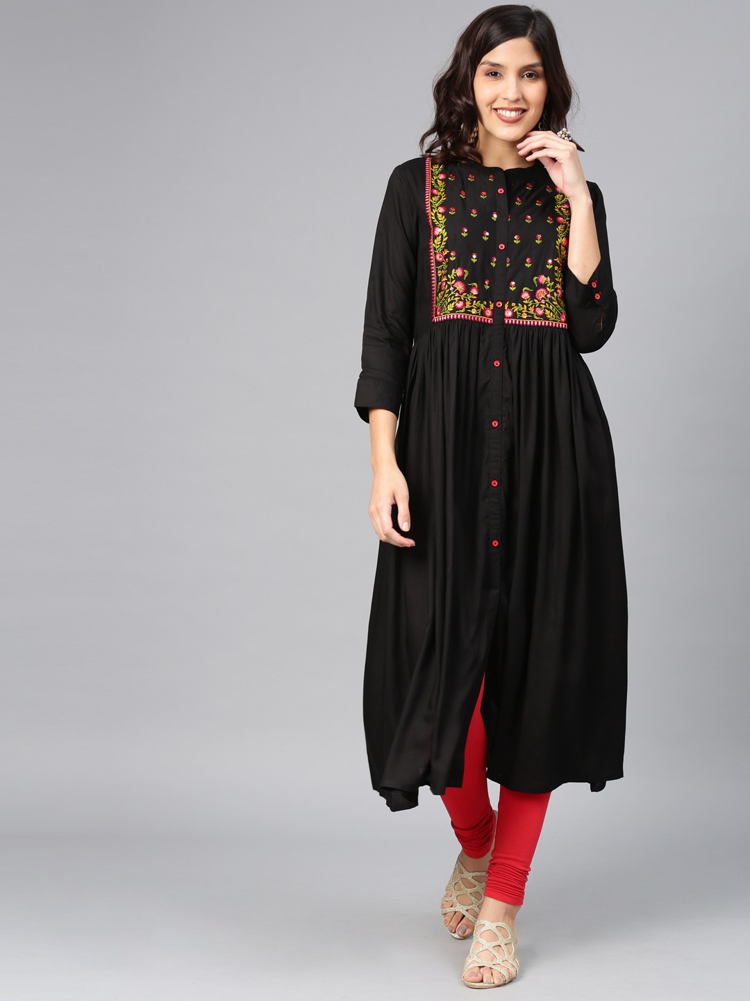 

Alena Women Black Yoke Design A-Line Kurta