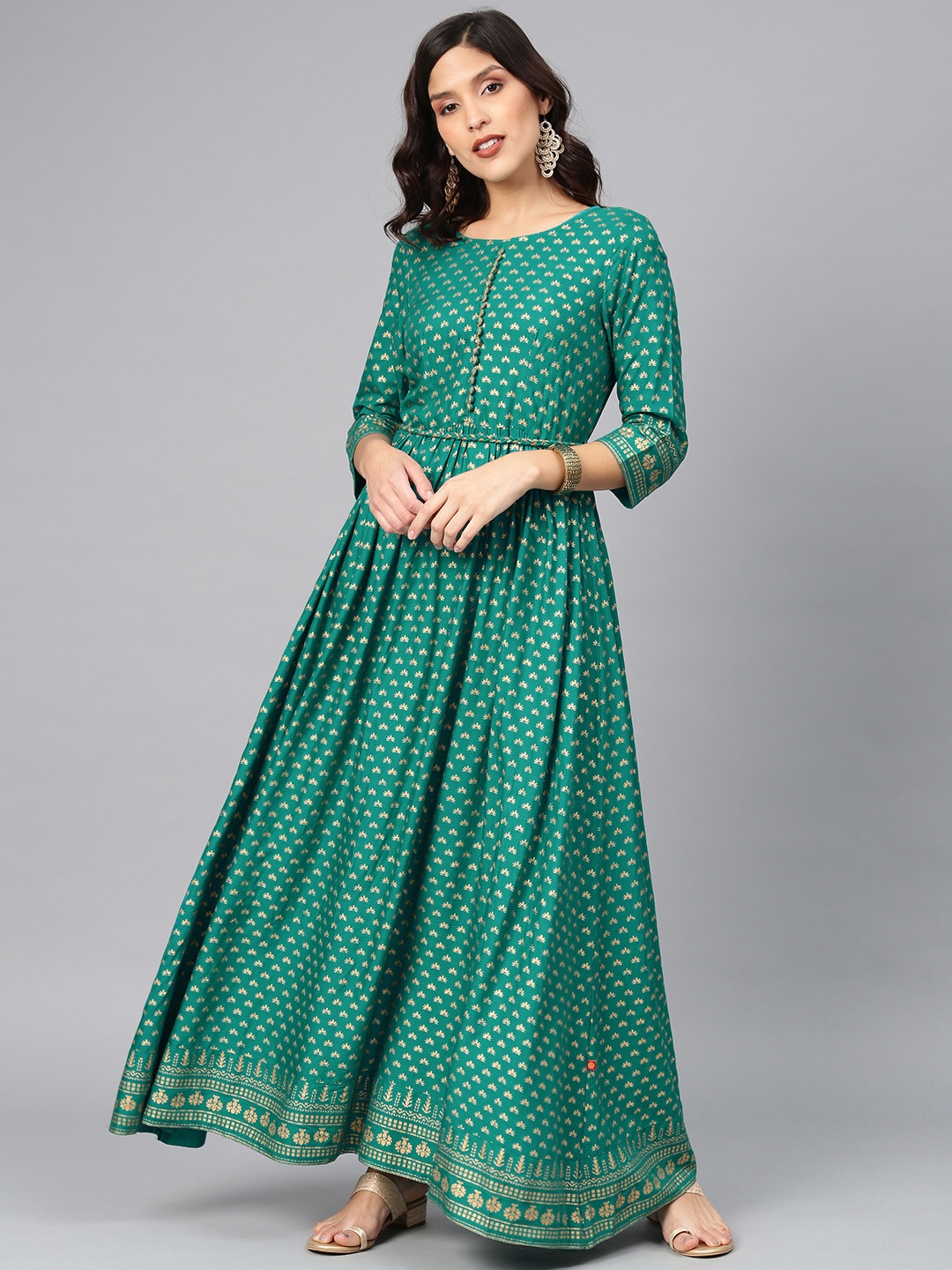 

Alena Women Teal Green Printed Anarkali Kurta