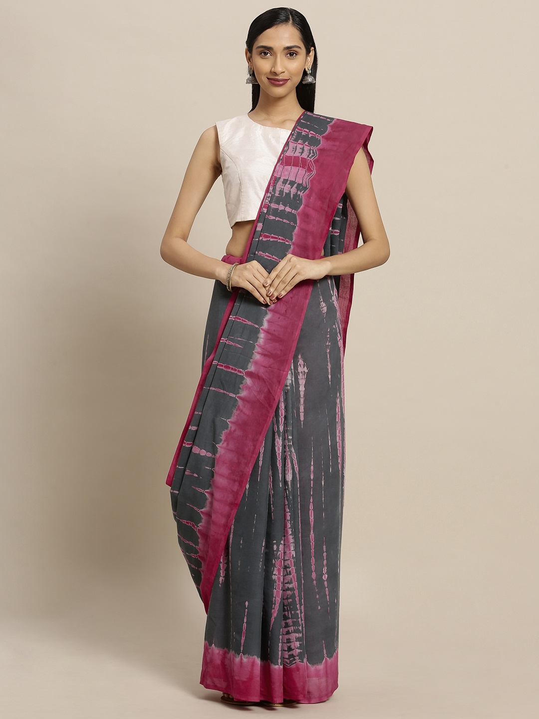 

Mitera Grey Dyed Pure Cotton Saree