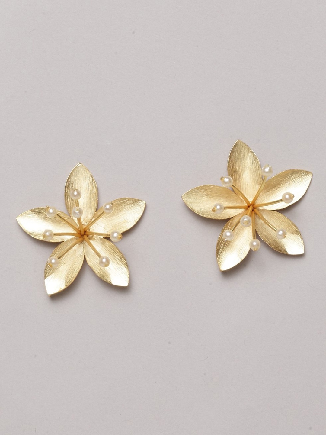 

PANASH Gold-Toned & White Floral Studs