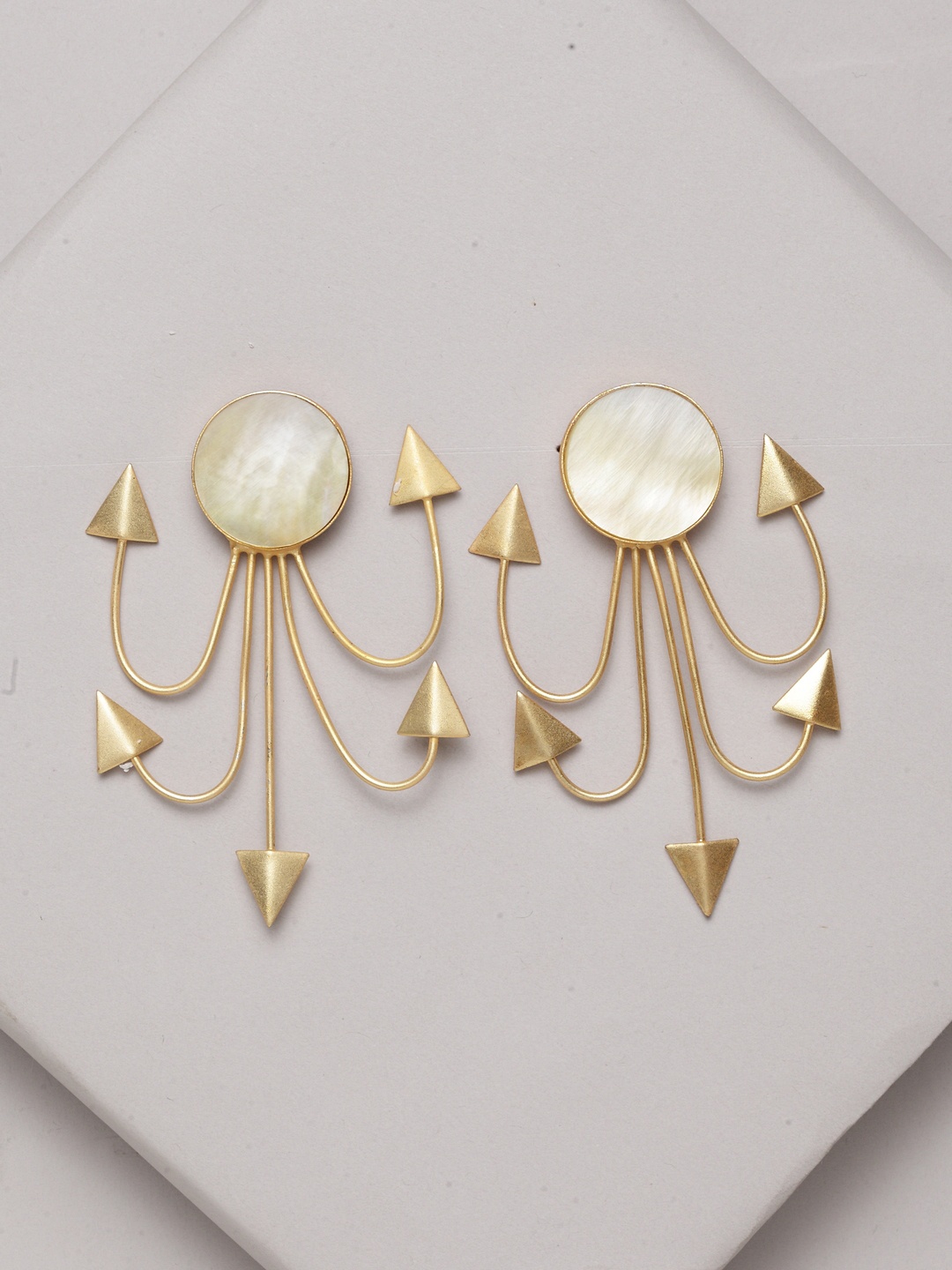 

PANASH Gold-Toned & Off-White Classic Drop Earrings