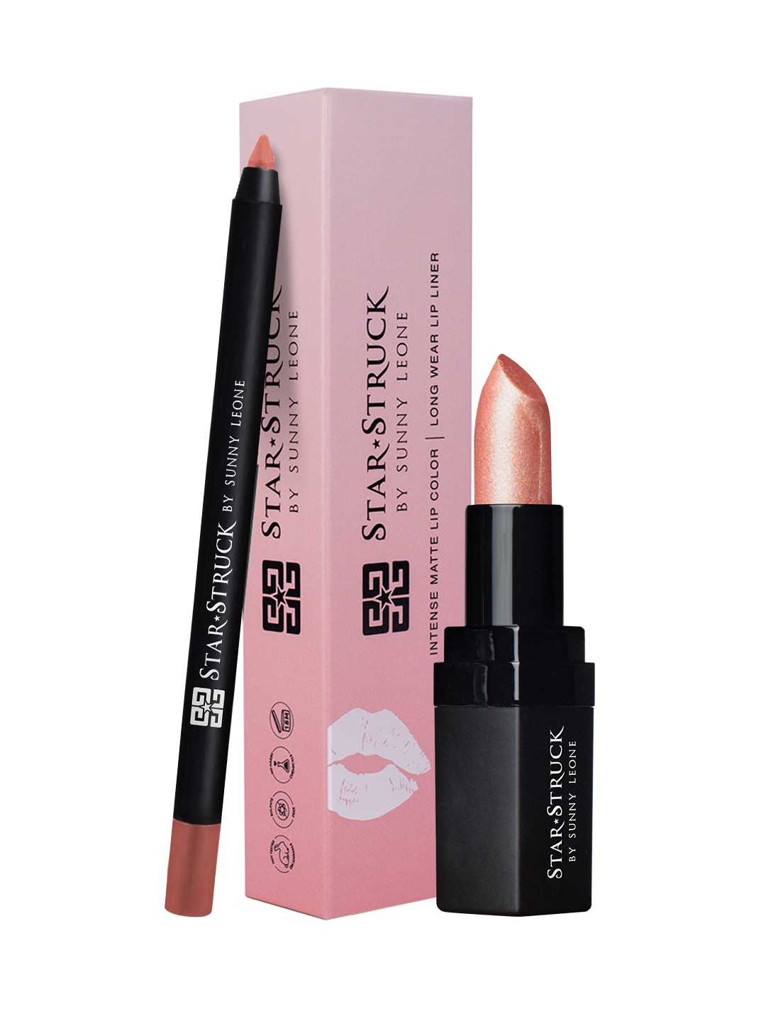 

STARSTRUCK BY SUNNY LEONE Women Champagne Sparkle 2 Piece Lip Kit Lipstick Lip Liner, Nude