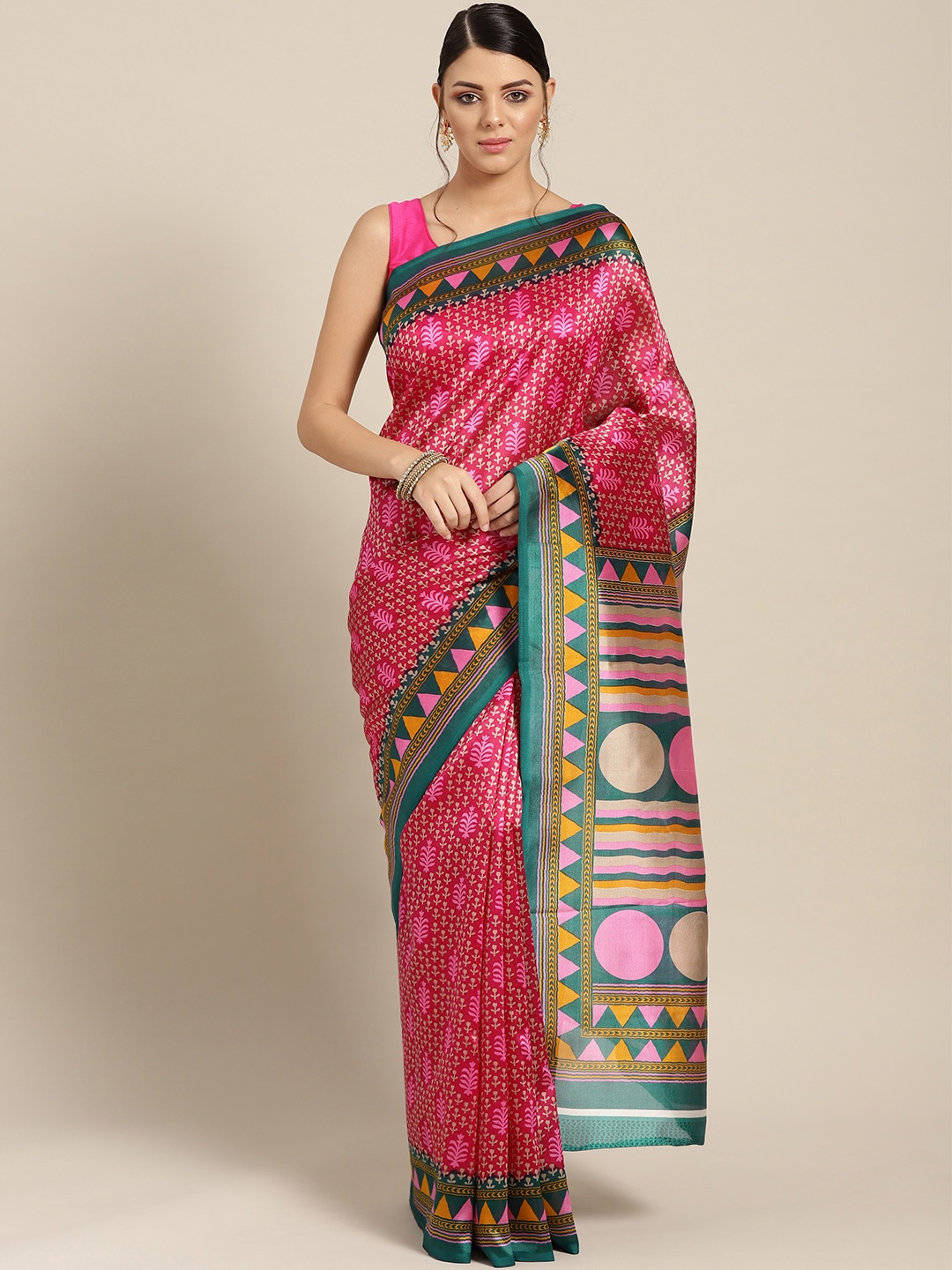 

Chhabra 555 Pink Printed Patola Saree
