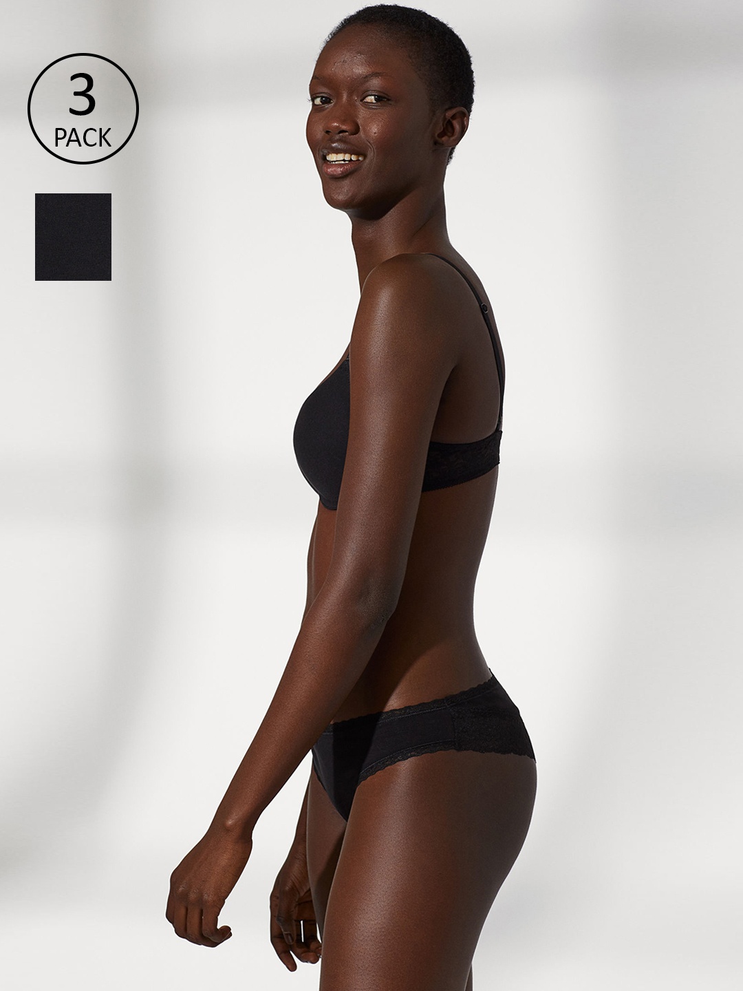 

H&M Women Black 3-Pack Jersey Brazilian Briefs 0757971001