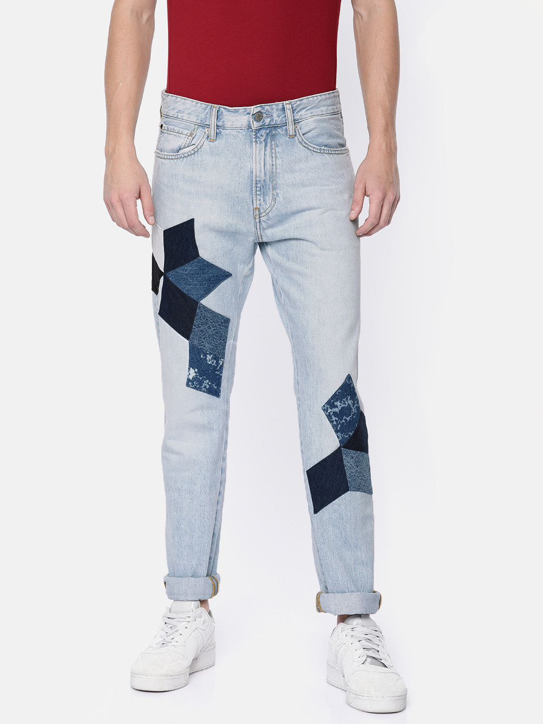 

Calvin Klein Jeans Performance Men Blue Slim Fit Mid-Rise Clean Look Jeans with Applique