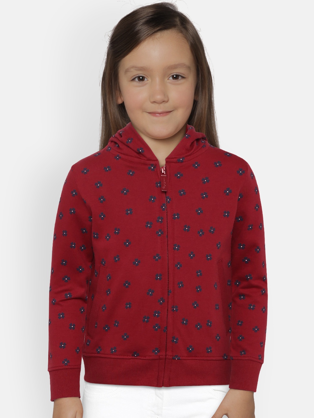 

Pepe Jeans Girls Red Printed Hooded Sweatshirt