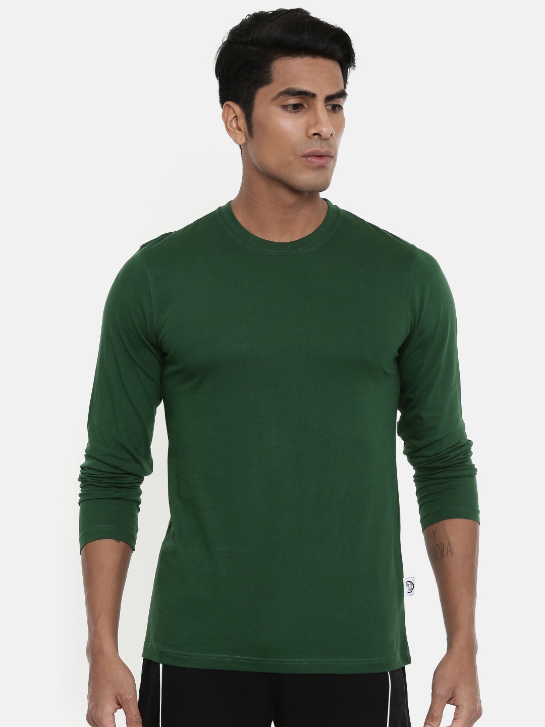 

zebu Men Green Solid Round Neck Lounge T-shirt ZRNFS