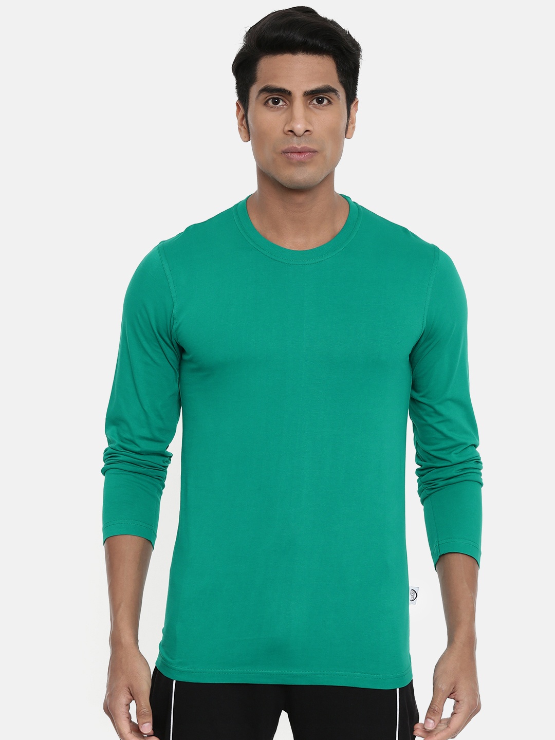 

zebu Men Green Solid Round Neck Lounge T-shirt ZRNFS