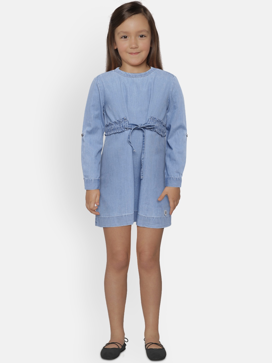 

Pepe Jeans Girls Blue Fit and Flare LIVA IP Chambray Dress